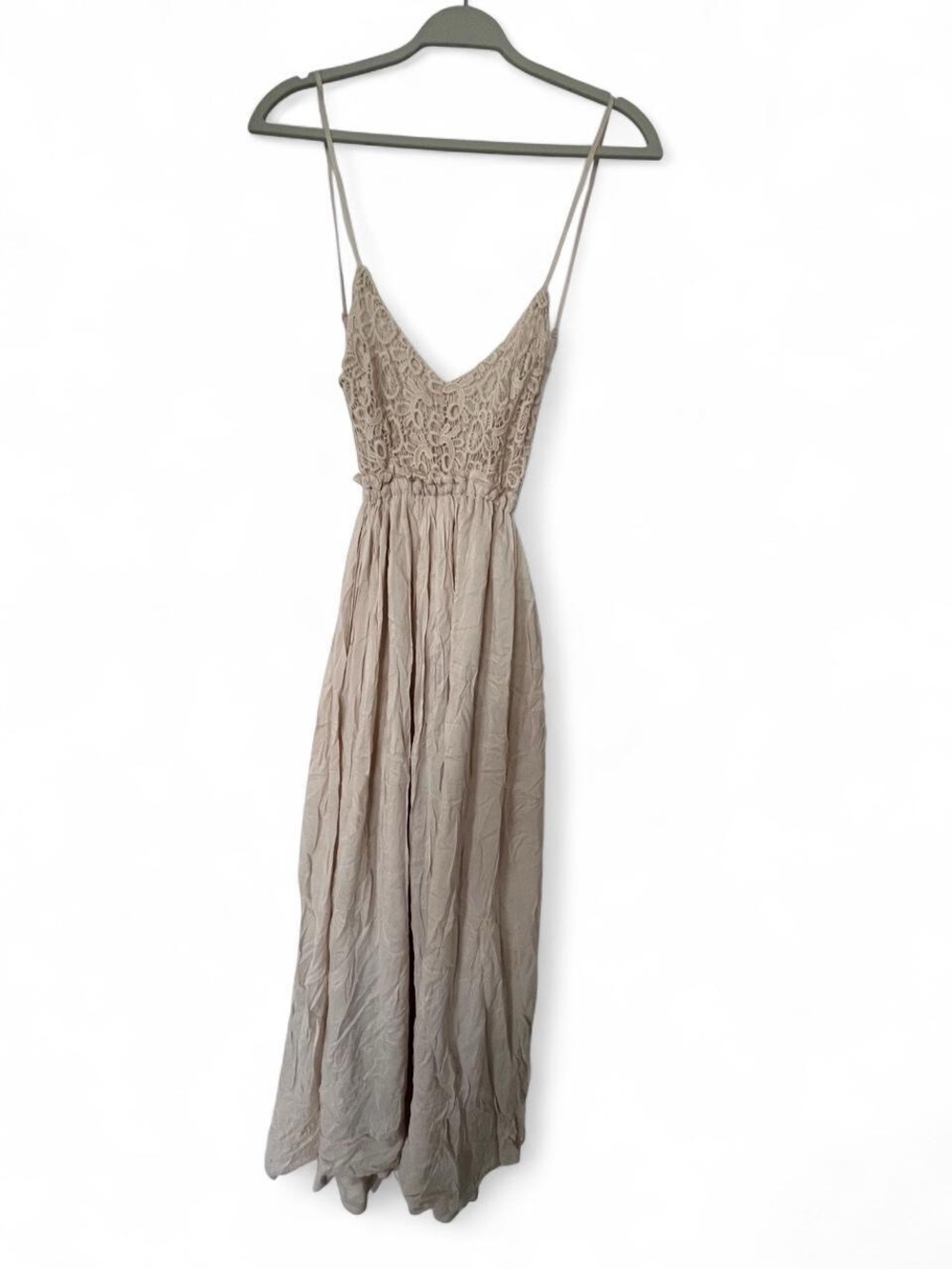 Miss Avenue Taupe Lace Bodice Spaghetti-Strap Maxi Dress